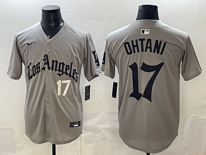 Men 2026 Los Angeles Dodgers #17 Ohtani Grey Five generations Nike MLB Jersey style 002